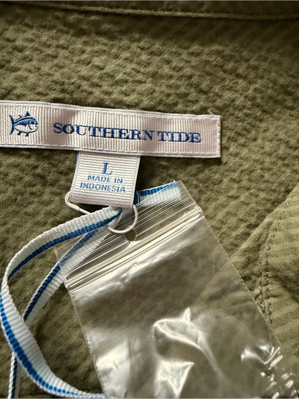 NWT Southern Tide Seagrass Green Seersucker Shirt Dress Size Large - Picture 8 of 12